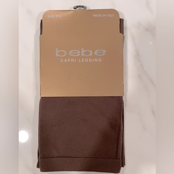 bebe Opaque Capri Leggings in Brown. - Picture 1 of 4